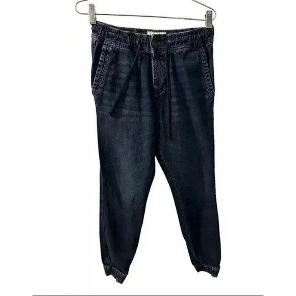 Abercrombie & Fitch High rise Cotton Drawstring Jogger Denim Women XS Pant Blue - Picture 1 of 8